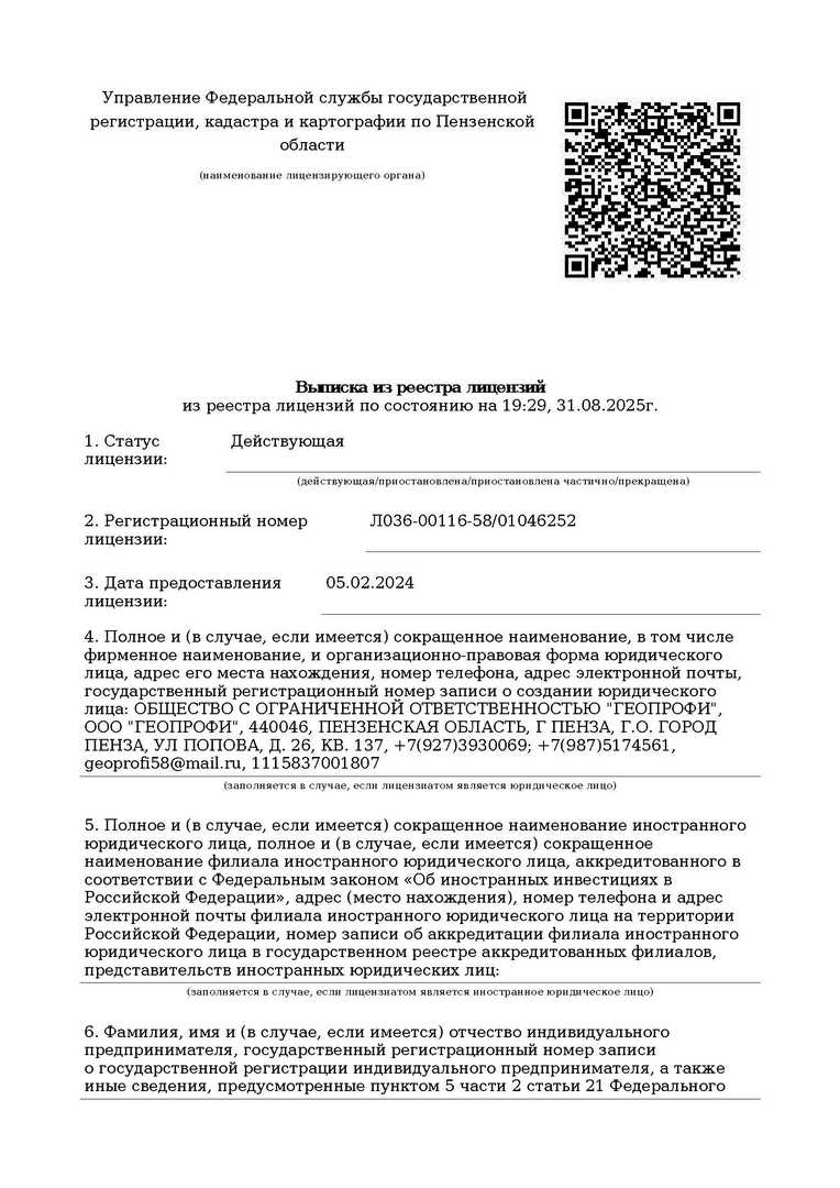 Лицензия на геодезическую и картографическую деятельность: № Л036-00116-58/01046252